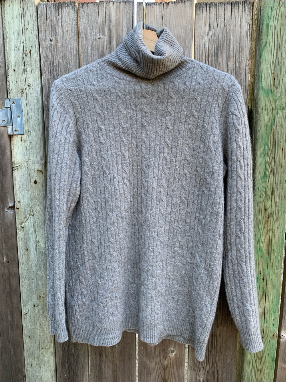 Vintage KENAR 100% 2-Ply Cashmere Cable Knit Turtleneck Sweater L
